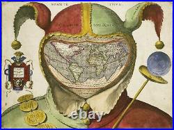 1500's Fool's Cap Joker Jester Medieval Flat Earth World Map Poster Print