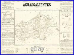 1858 Map of Aguascalientes Mexico Mexican History Decor Poster Print