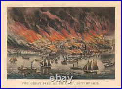 1871 View of the Great Chicago Fire American US History Decor Poster Print