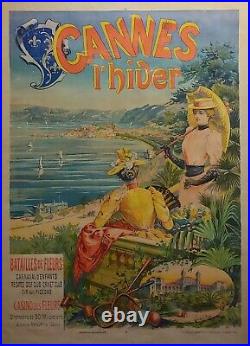 1892 Antique French Cannes L'Hiver, Casino Des Fleurs Poster