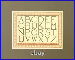 1907 Dutch Letterpress Sheet, Matted, ABCDEF GHIJKLM NPQRST Ready to Frame, Rare