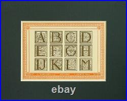 1907 Dutch Letterpress Sheet, Matted (ABCD EFGH IJKLM), Rare, Ready to Frame