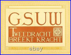 1907 Dutch Letterpress Sheet, Matted, GSUW Tweedracht breek Rare, Ready to Frame