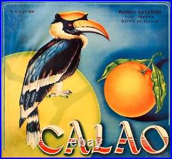 1930 Original Vintage Spanish Label, Calao, Kitchen Decor, Matted Ready to Frame
