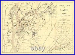 1940 Map of Cairo Egypt Africa African Egyptian Decor Poster Print
