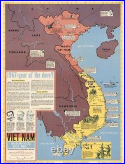 1967 Vietnam War Conflict Map Army Military History Decor Poster Print