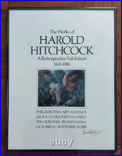 1982 Harold Hitchcock SIGNED surrealism art exhibition poster Philadelphia print
