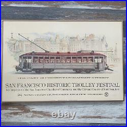 1983 San Francisco Historic Trolley Festival Poster Framed John Wullbrandt 20x30