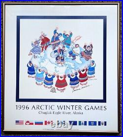 1996 Arctic Winter Games poster, Barbara Lavallee Signed Print Chugiak, Alaska