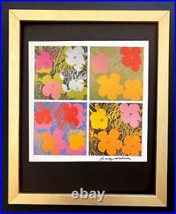 Andy Warhol Vintage 1984 Flowers Print Signed Mounted and Framed