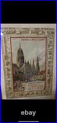Antique Bayeux Cathedral Travel Poster 1900 Henri Toussaint Unframed 41x29