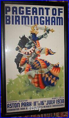 Aston Park Birmingham 1938 Pageant Rare Poster Knight Fighting on Horse