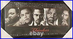 BLACK FRAMED THINKERS Obama, MalcolmX, MLK, Mandela, BobMarley 22x39Poster Wall Art