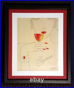 Elegance by Nicolas Framed Vintage Style Poster Print, wine advertisement, OBO