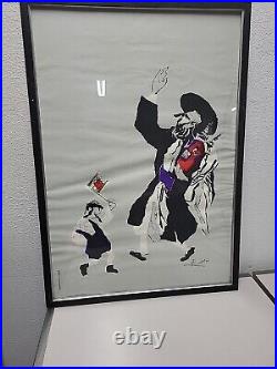 Framed Vintage Art Print Israeli Poster On Board By Shohar Of Israel Dancing
