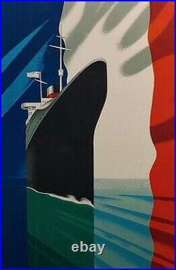 French Line Transatlantique Beautiful Art Deco Poster by Paul Colin