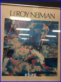 Hand Signed Leroy Neiman Mixed Doubles Poster 1977 with Cert. Of Authenticity