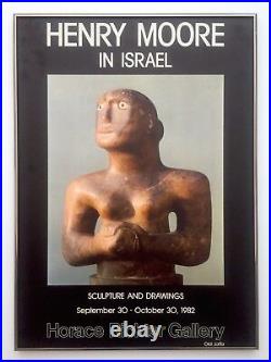 Henry Moore In Israel Rare Vntg 1982 Lithograph Print Framed Exhibition Poster