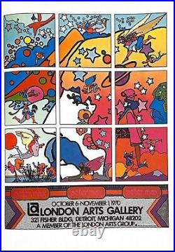 London Arts Gallery 1970 by Peter Max Original Lithoraph poster RARE Beatles pop