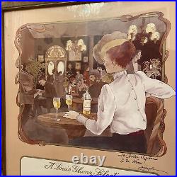Louis Glunz ART DECO Print Poster piano wine Bar Framed Advertisement rose rare