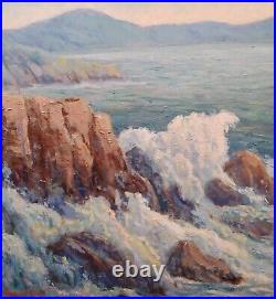Mabel Vinson Cage -1950s Malibu rocky coastline California Oil painting