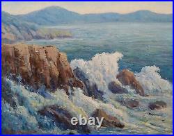 Mabel Vinson Cage -1950s Malibu rocky coastline California Oil painting