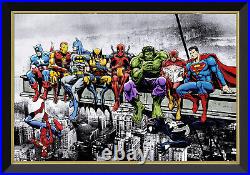Marvel & DC Superheroes Lunch Atop A Skyscraper Framed Art Reprint