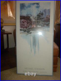 Michael Atkinson framed pencil sgnd Santa Fe Weavers Smoky Ridge Gallery 20x40