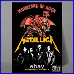Monsters of Rock Metallica Vintage Concert Poster Rare Collectible Memorabilia