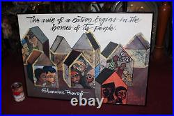Original Ghana Proverb Poster Abstract Family Figures Red Cross Framed