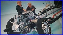 Original Pontiac Dealer Showroom Sheet Poster 1967 Frame Safety Engine Ad 38x25