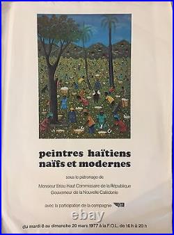 Peintres Haitiens Naifs et Modernes 1977 Exhibit Poster FRAMED Haitian Art