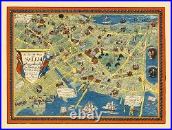 Pictorial Map of Salem Massachusetts Witchcraft History Decor Poster Print