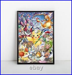 Pokemon Framed Art Poster Painting Pikachu Charizard NEW USA
