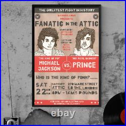 Rare'Fanatic in the Attic' Concert Music Poster Michael Jackson vs Prince MJ
