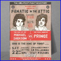 Rare'Fanatic in the Attic' Concert Music Poster Michael Jackson vs Prince MJ