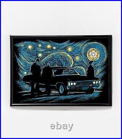 Supernatural Starry Night Poster Framed Sam Dean Castiel Van Gogh NEW