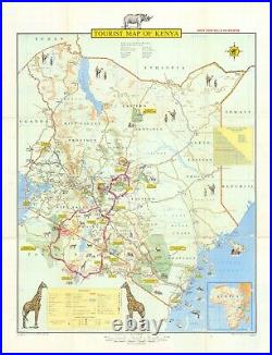 Tourist Map of Kenya Kenyan Africa African Poster Print