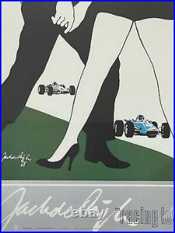 Vintage European Car Racing Love Lithograph Poster 1968 Modern Europe Indy Race