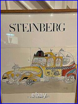 Vintage Saul Steinberg Art Poster 1977 Galerie Maeght Art Paris Framed
