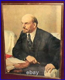 Vintage Socialist realism print poster Vladimir Lenin