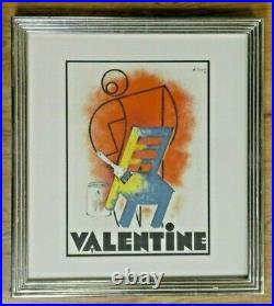 Vintage Valentine Framed French Advertising Poster Signed Charles Loupot