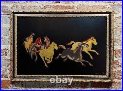 Wild Mustangs Oil painting & Gold Leafs Mix media