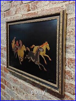 Wild Mustangs Oil painting & Gold Leafs Mix media